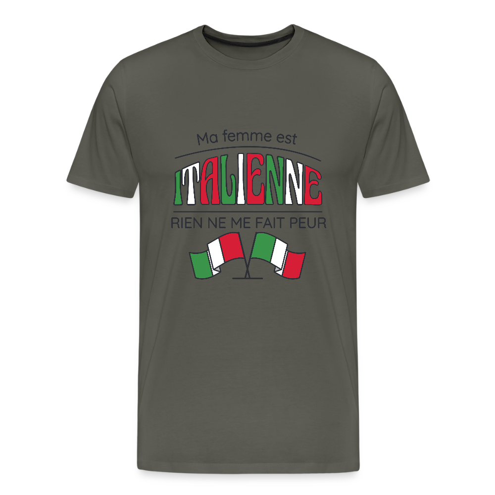 T-shirt Homme “Ma femme est italienne” – Humour & Fierté | UNiKtee REF00074 - asphalte