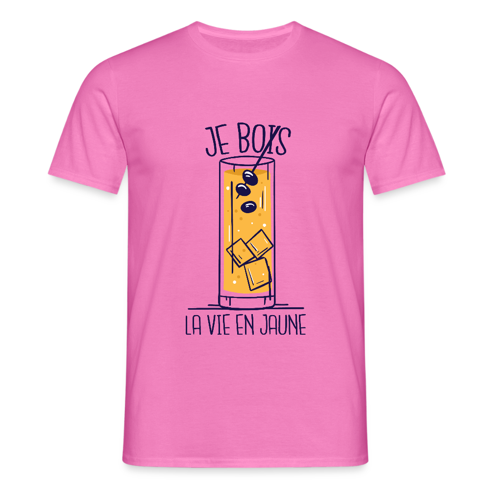 T-shirt Homme “Je Bois la Vie en Jaune” – Humour & Bonne Humeur | UNiKtee - REF00027 - rose