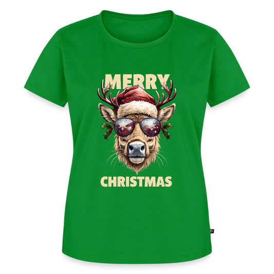 🦌 T-shirt Premium Bio Femme “Merry Christmas” – Style Festif & Détente | UNiKtee REF00071 - vert