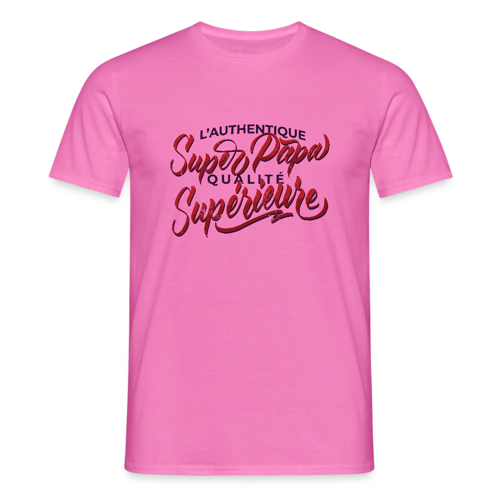 T-shirt Homme “Super Papa – Qualité Supérieure” | UNiKtee REF00036 - rose