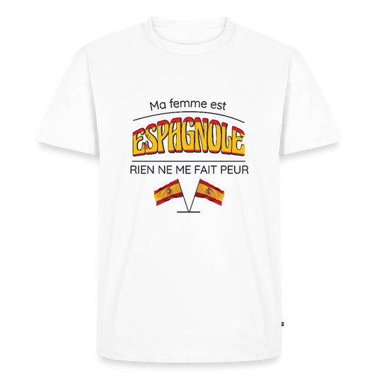💃 T-shirt Homme “Ma femme est espagnole” – Humour & Passion | UNiKtee REF00075 - blanc