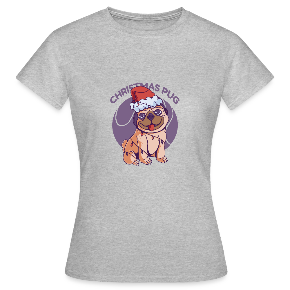 đ¶ T-shirt Femme âChristmas Pugâ â Humour & Esprit de NoĂ«l | UNiKtee REF00052 - gris chinĂ©