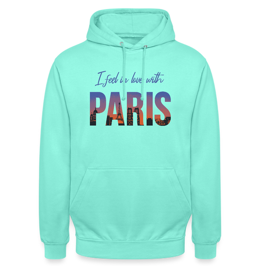Sweat à Capuche Unisexe “I Feel in Love with PARIS” – Style Urbain & Romantique | REF00068 - menthe