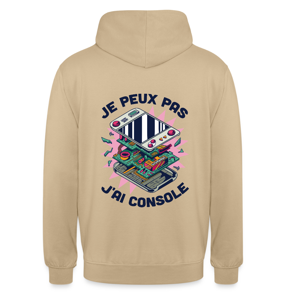 🎮 Sweat à Capuche Unisexe “Je peux pas, j’ai console” – Gaming Style | UNiKtee REF00044 - beige