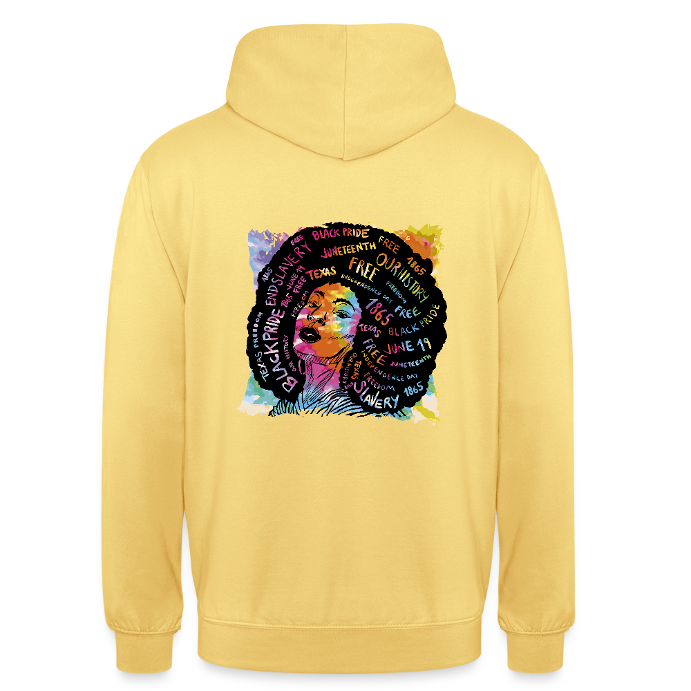 Sweat à Capuche Unisexe “Afro Queen” – Art Coloré & Message d’Empowerment | REF00063 - jaune citron