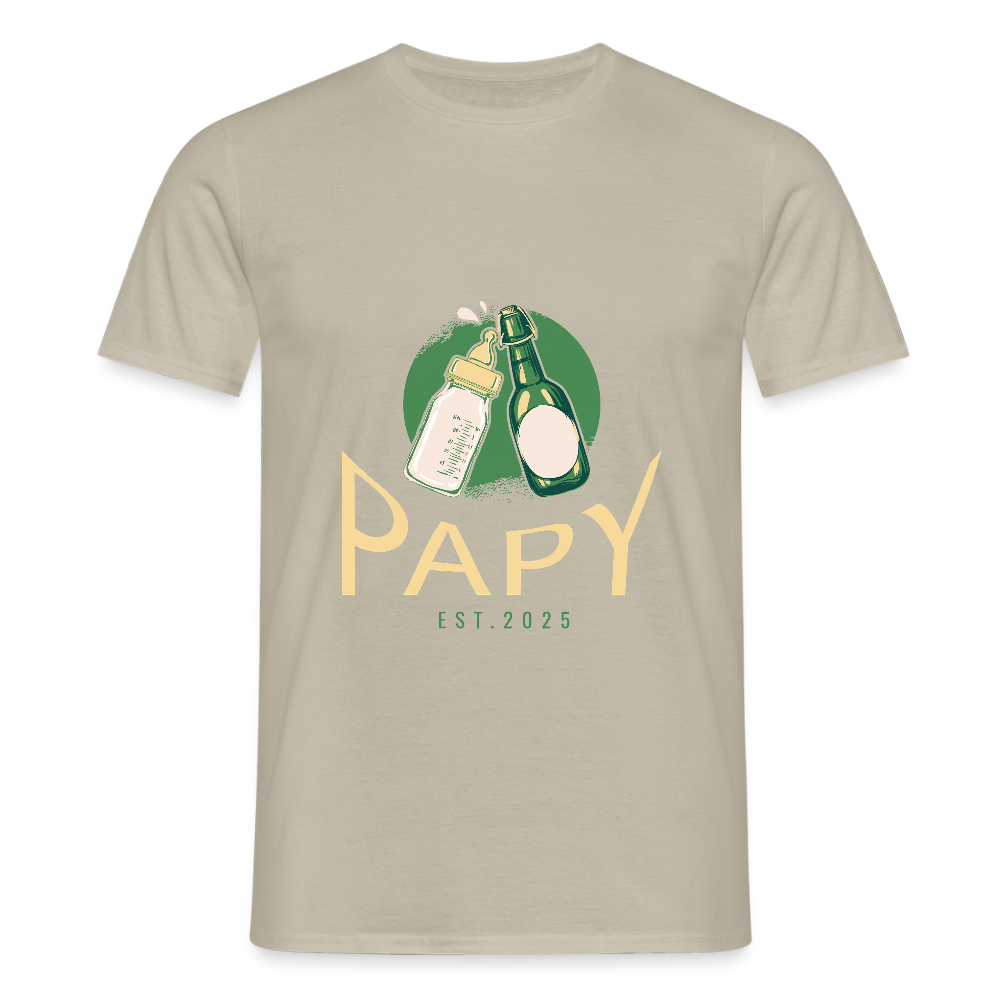 T-shirt Homme “Papy Est.2025” – Cadeau Original pour Nouveau Grand-Père | REF00059 - beige sable