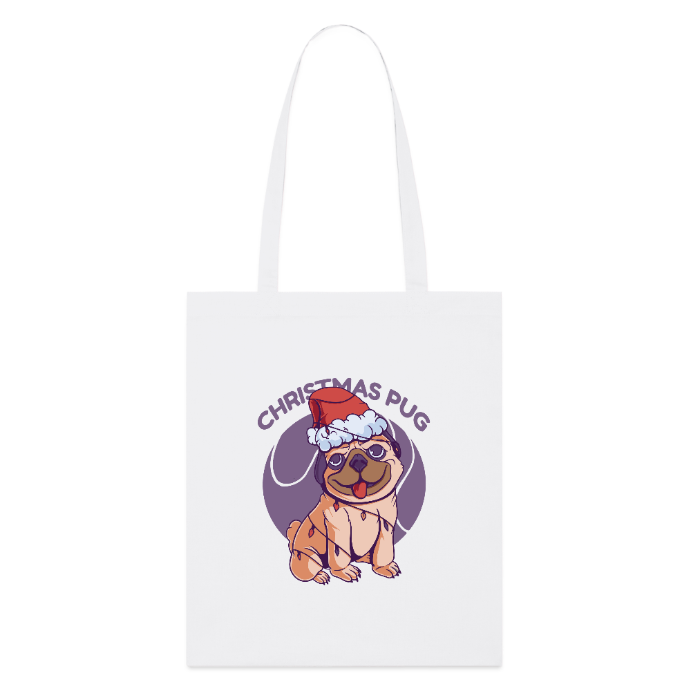 đ
Tote Bag âChristmas Pugâ â Adorable & Festif | UNiKtee REF00052 - blanc