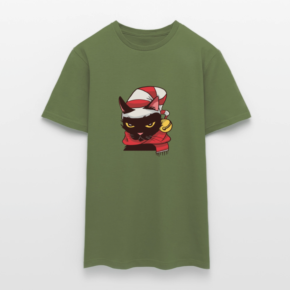T-shirt Homme – Chat de Noël Grincheux - REF00005 - vert militaire