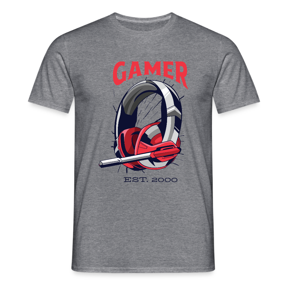T-shirt Gamer Homme | Casque Rétro - graphite chiné
