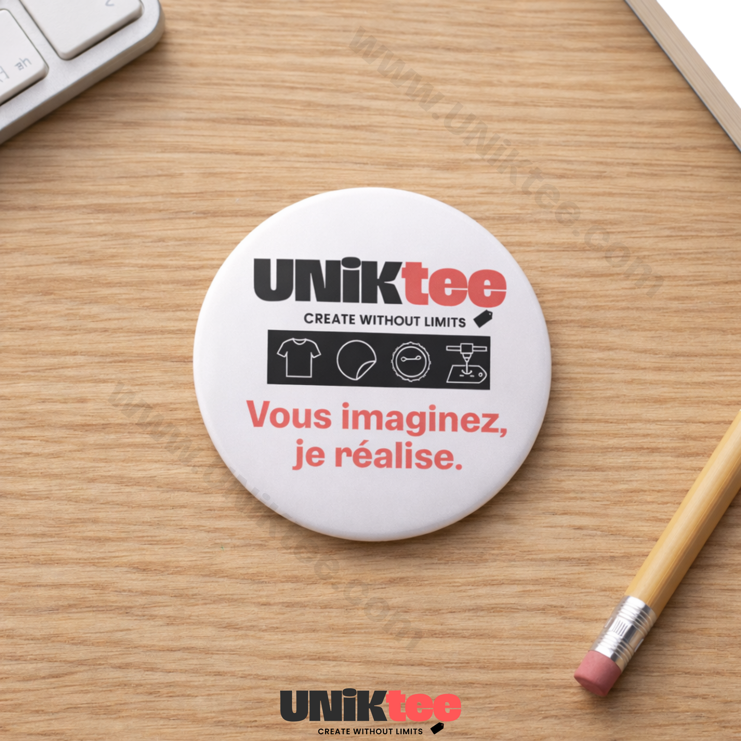 Insignia o imán personalizado de 58 mm: logotipo, texto o imagen | Insignia personalizada para empresas, asociaciones y eventos