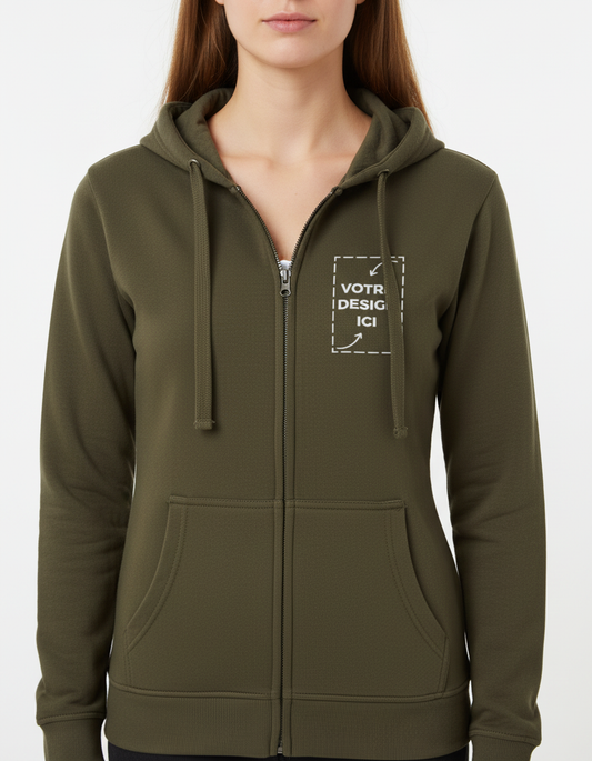 Veste à capuche zippée femme personnalisable – confort & style quotidien
