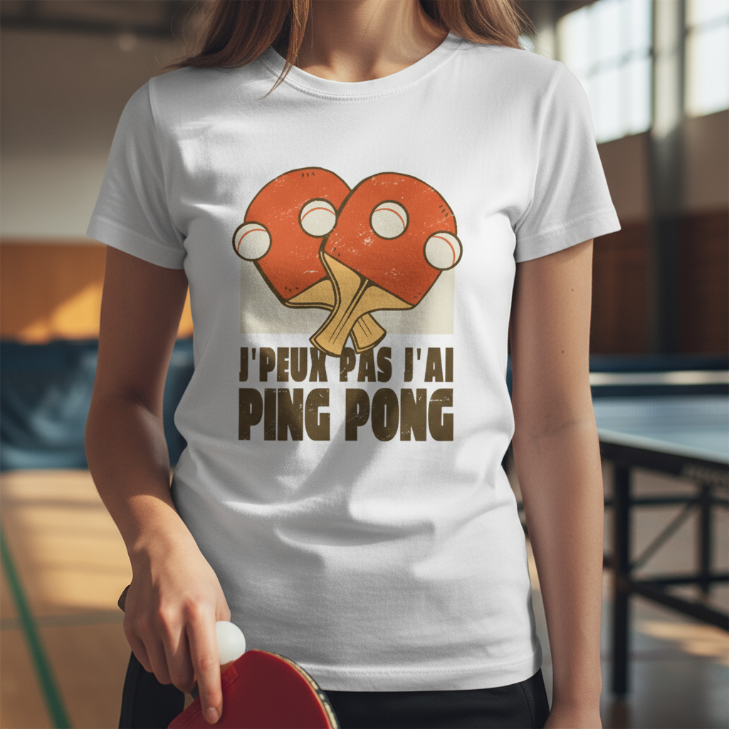 T-shirt Femme “J’peux pas, j’ai Ping Pong” – Fun, Sport & Style | UNiKtee REF00040