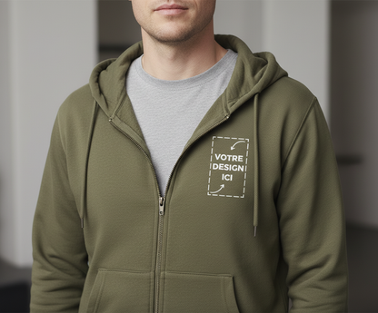 Veste à capuche zippée homme personnalisable – confort & style quotidien