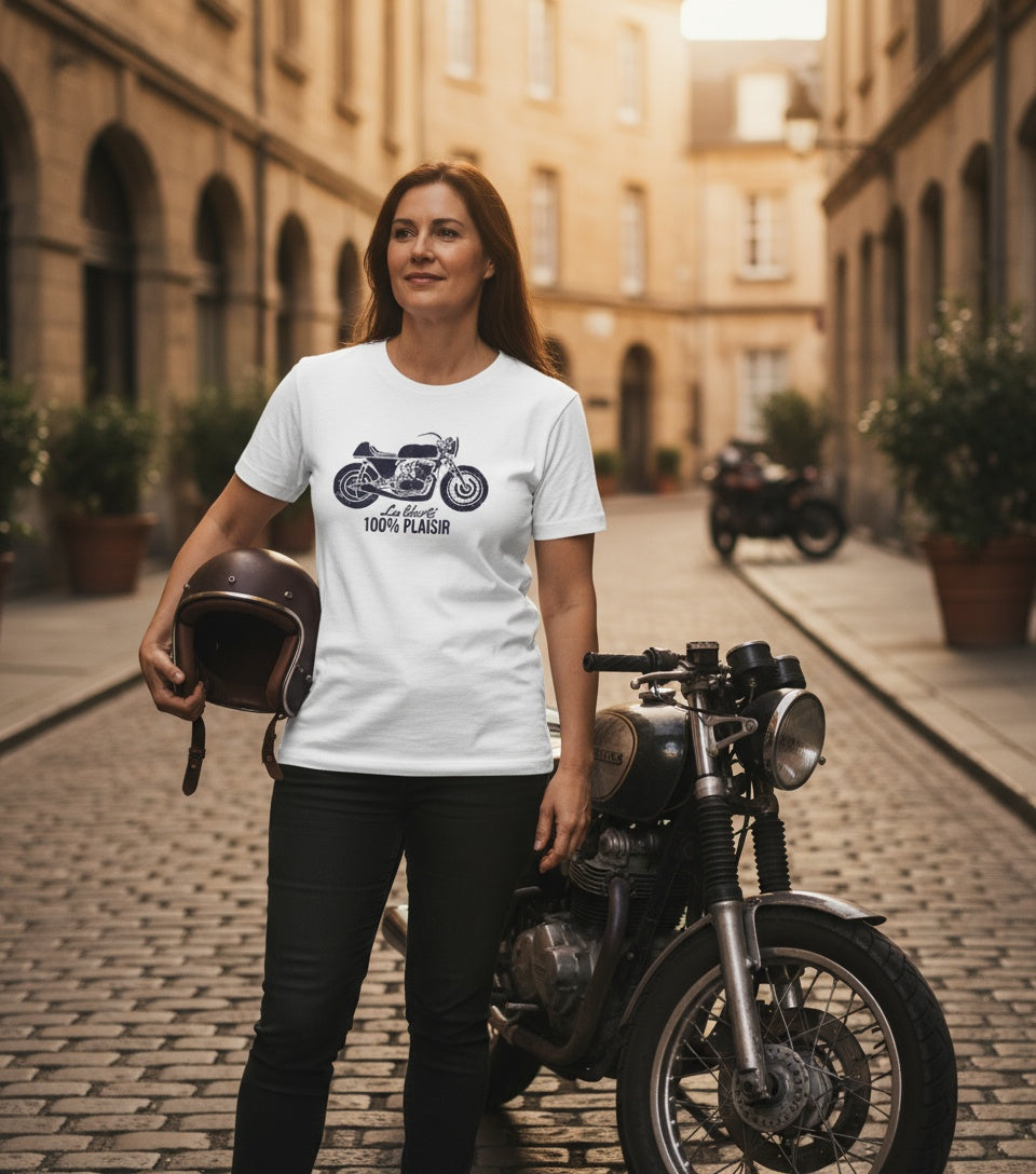 La Liberté, 100% Plaisir – T-shirt Moto Vintage Unisexe | UNiKtee REF00009 — UNiKtee