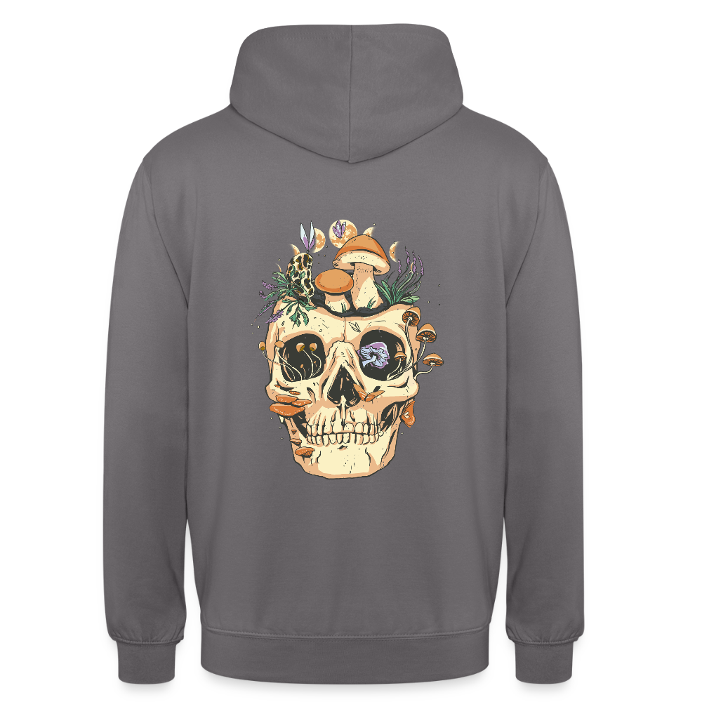 Sweat à Capuche Unisexe “Forest Skull” – Crâne Bohème & Nature Sauvage | REF00060 - gris éléphant