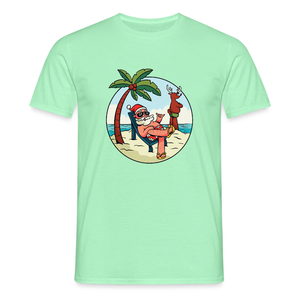 🎅 T-shirt Homme “Santa Chill” – Vacances, Soleil & Style | UNiKtee REF00042 - vert menthe