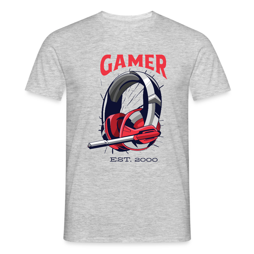 T-shirt Gamer Homme | Casque Rétro - gris chiné