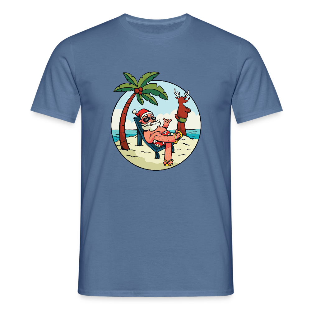 🎅 T-shirt Homme “Santa Chill” – Vacances, Soleil & Style | UNiKtee REF00042 - bleu pigeon 