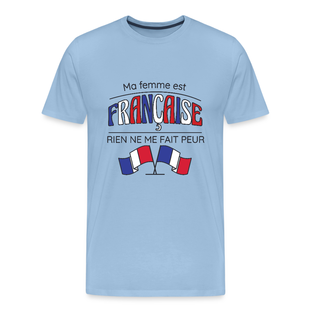 🇫🇷 T-shirt Homme “Ma femme est Française” – Humour & Fierté | UNiKtee REF00076 - ciel