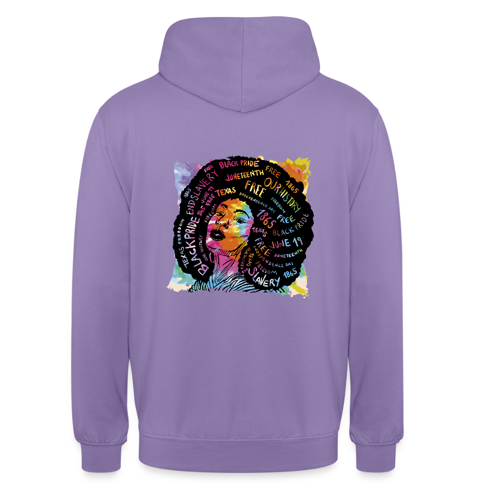 Sweat à Capuche Unisexe “Afro Queen” – Art Coloré & Message d’Empowerment | REF00063 - lavande