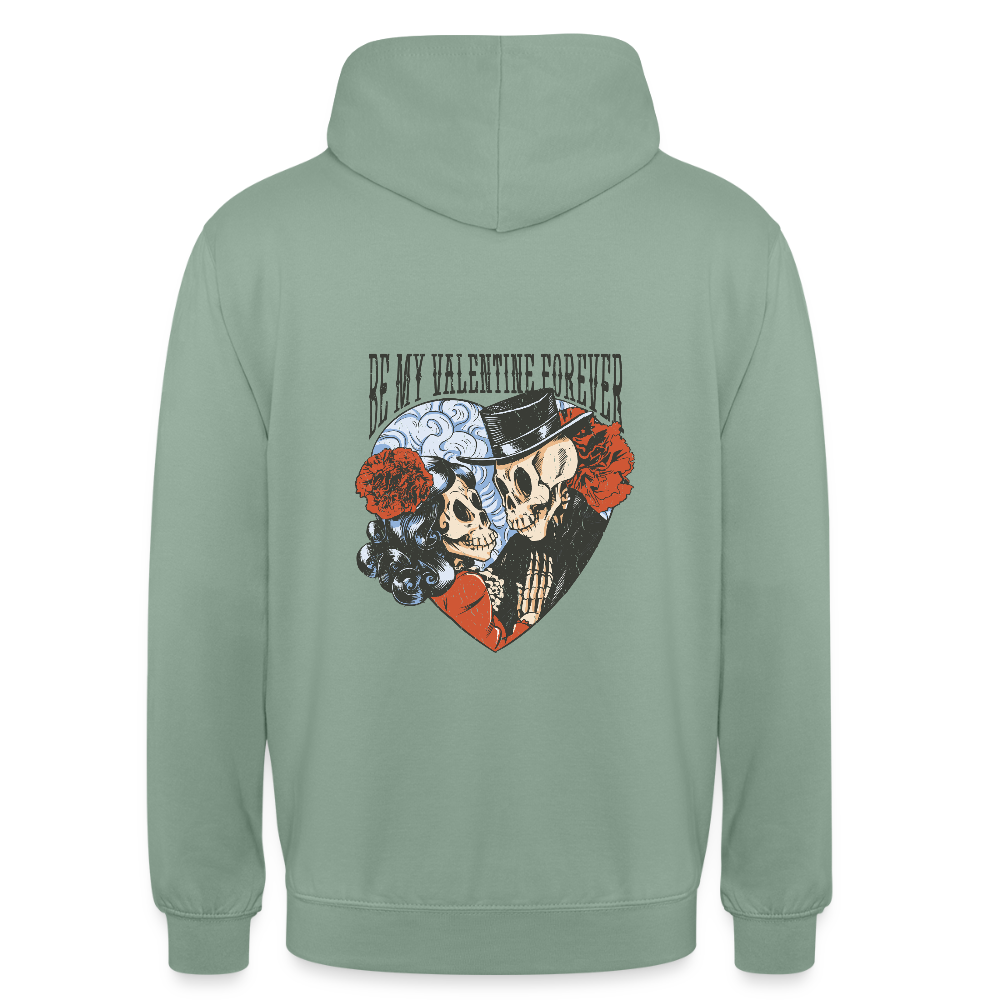 Sweat à Capuche Unisexe “Be My Valentine Forever” – Amour Éternel & Style Gothique | REF00062 - vert-de-gris