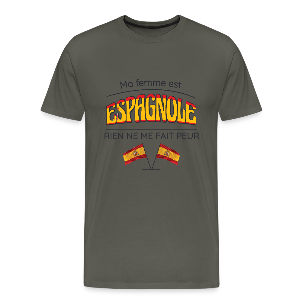💃 T-shirt Homme “Ma femme est espagnole” – Humour & Passion | UNiKtee REF00075 - asphalte