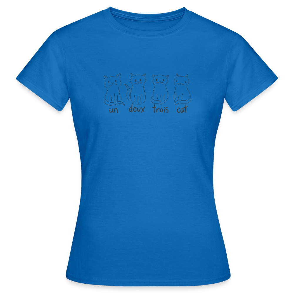 T-shirt Femme “Un, Deux, Trois, Cat” – Humour & Style Félin | UNiKtee REF00046 - bleu royal