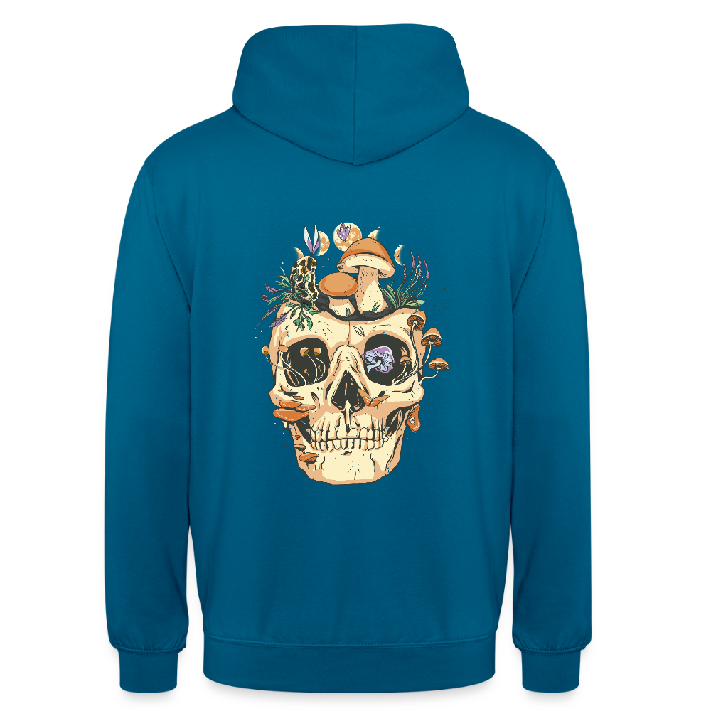 Sweat à Capuche Unisexe “Forest Skull” – Crâne Bohème & Nature Sauvage | REF00060 - bleu profond 
