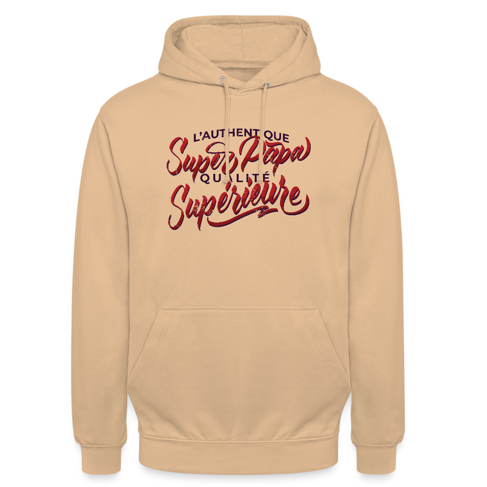 Sweat à Capuche Homme “Super Papa – Qualité Supérieure” | UNiKtee REF00036 - pêche