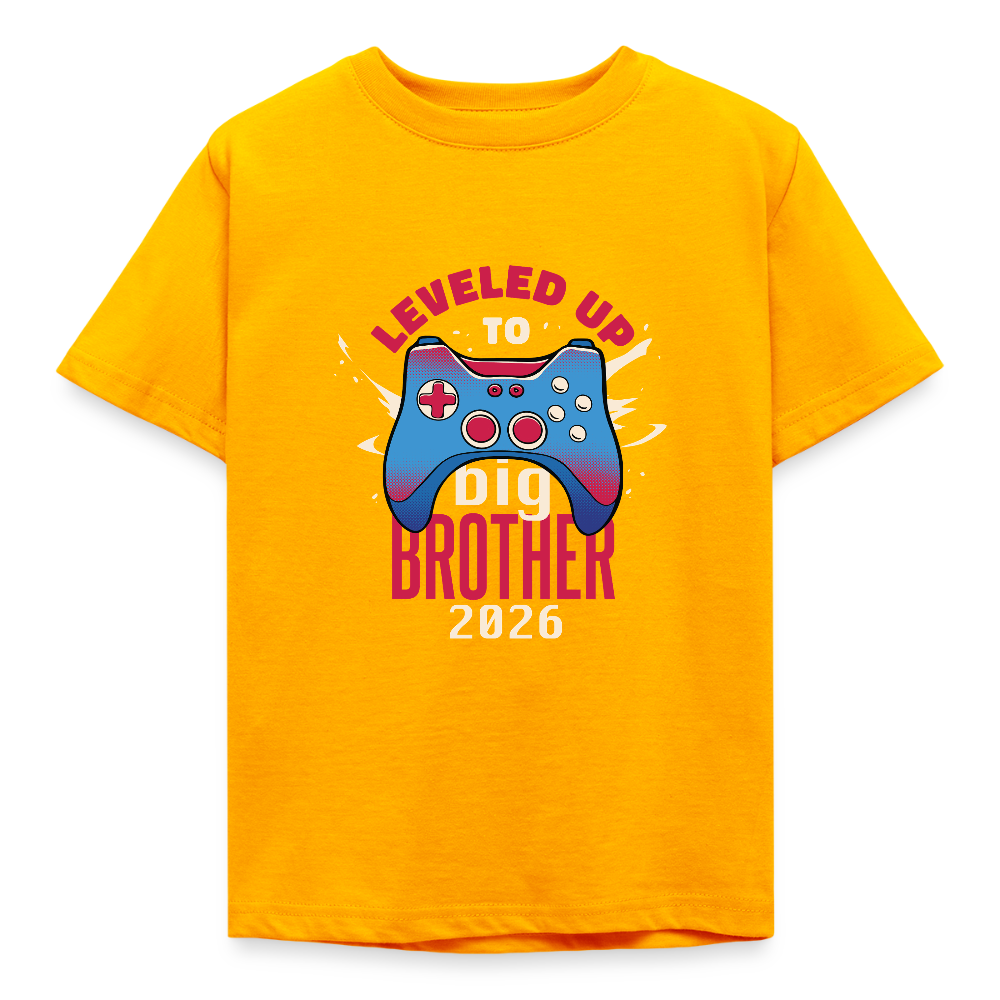 🎮 T-shirt Enfant “Leveled Up to Big Brother 2026” – Annonce Grand Frère | UNiKtee REF00051 - or
