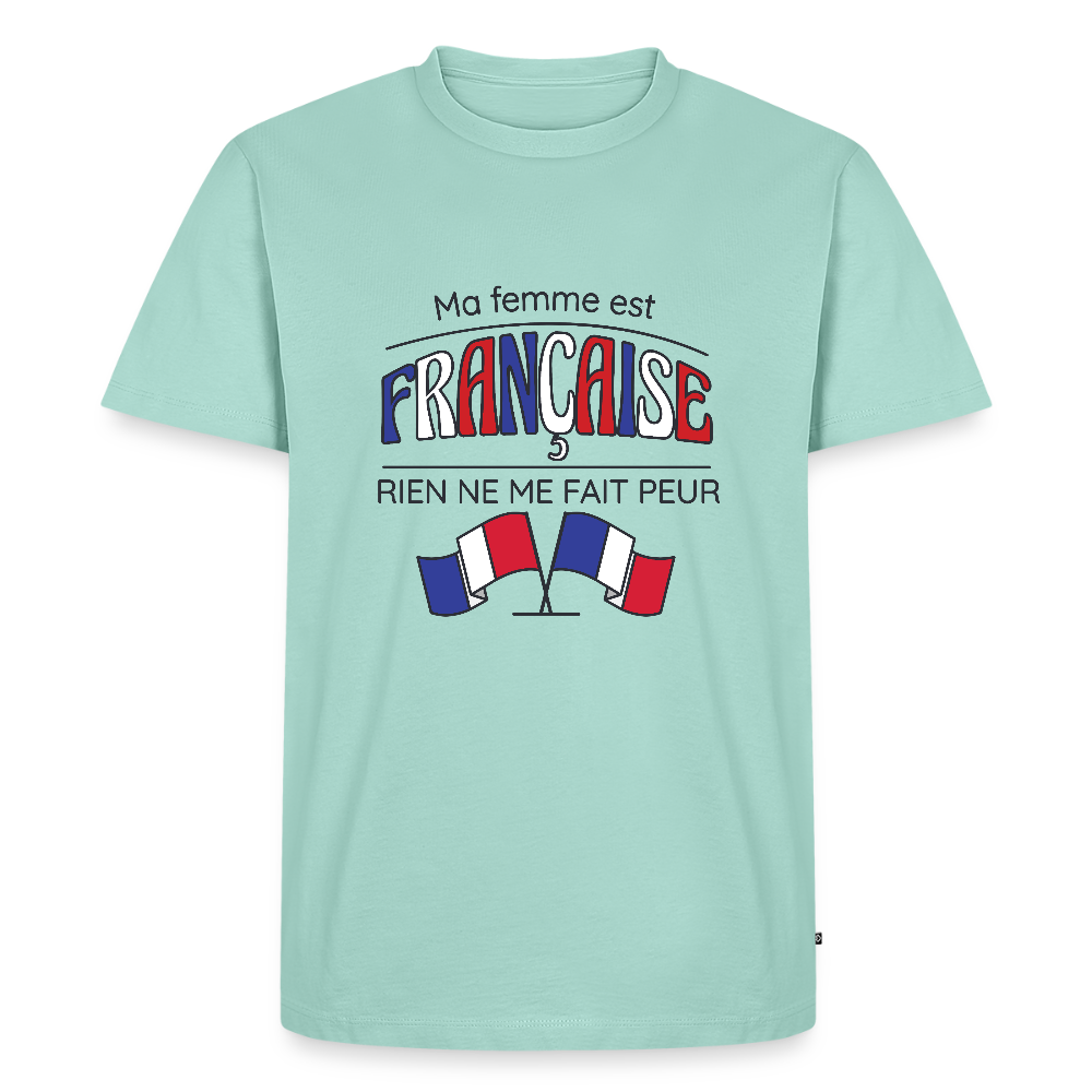 🇫🇷 T-shirt Homme “Ma femme est Française” – Humour & Fierté | UNiKtee REF00076 - menthe 