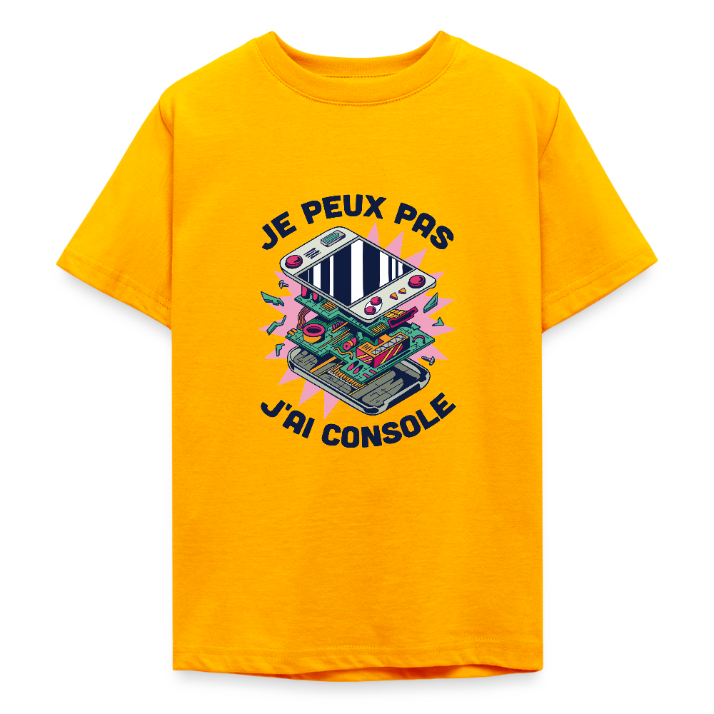 🎮 T-shirt Ado “Je peux pas, j’ai console” – Fun & Gaming Style | UNiKtee REF00044 - or
