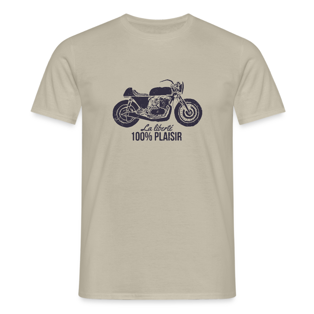T-shirt Homme – La Liberté 100% Plaisir - REF 00013 - beige sable