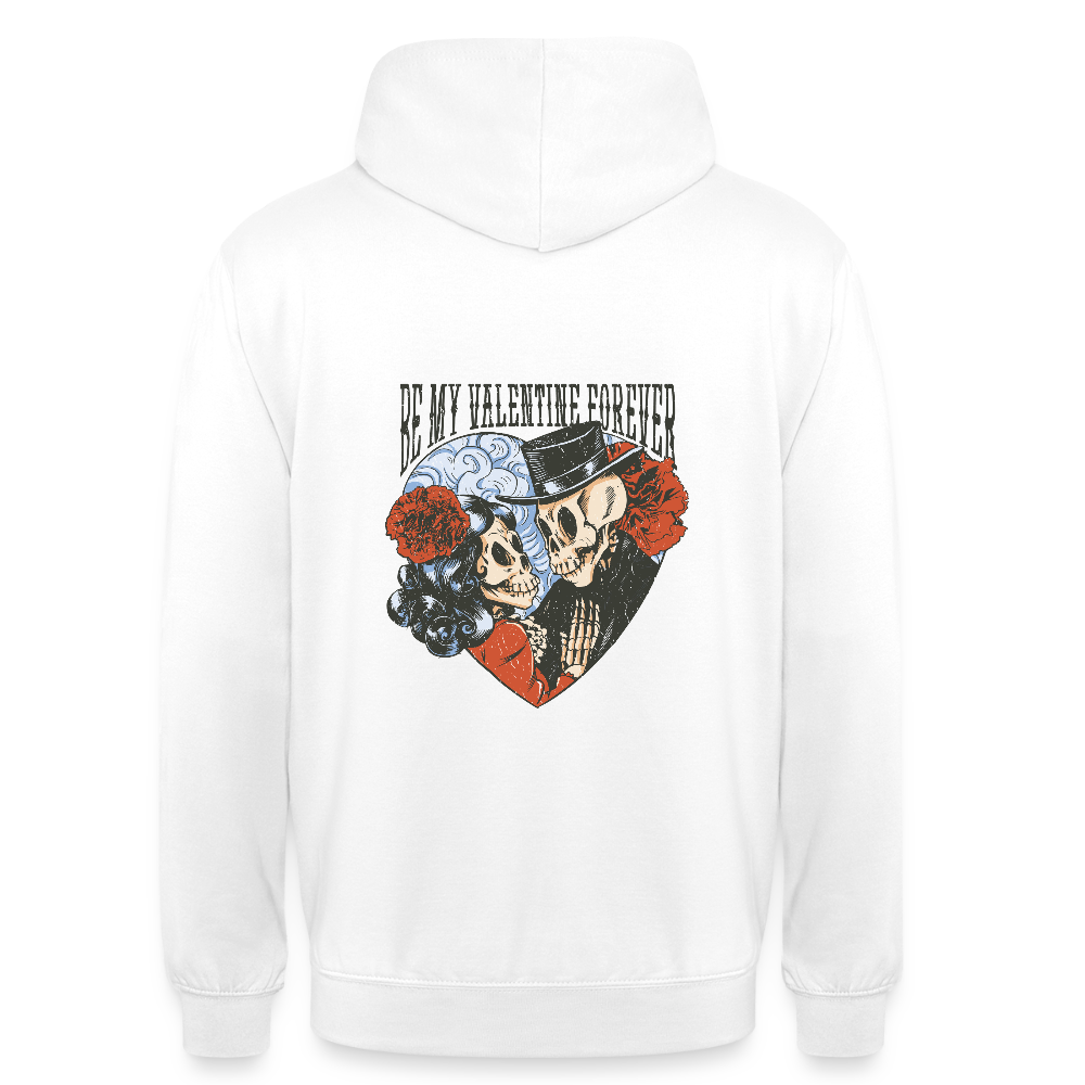 Sweat à Capuche Unisexe “Be My Valentine Forever” – Amour Éternel & Style Gothique | REF00062 - blanc