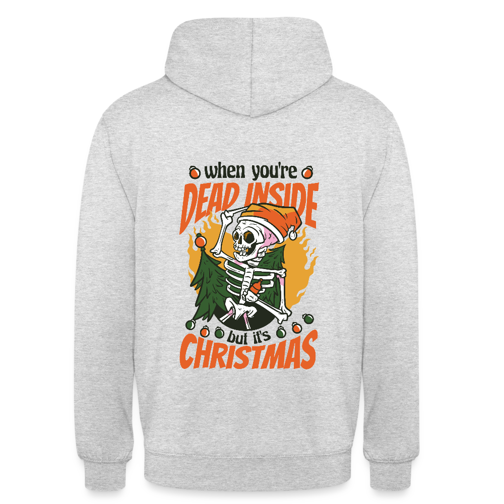💀 T-shirt Unisexe “Dead Inside but It’s Christmas” – Humour Noir Festif | UNiKtee REF00048 - gris clair chiné
