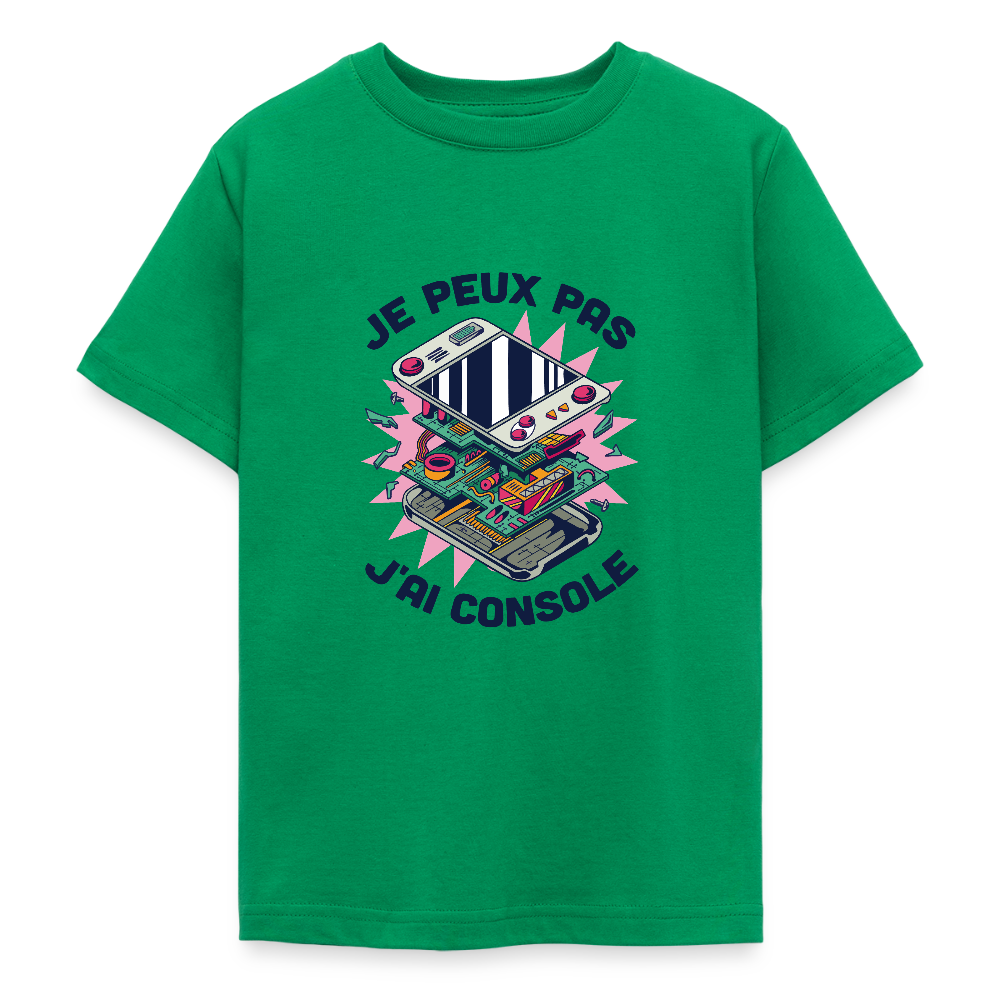 🎮 T-shirt Ado “Je peux pas, j’ai console” – Fun & Gaming Style | UNiKtee REF00044 - vert