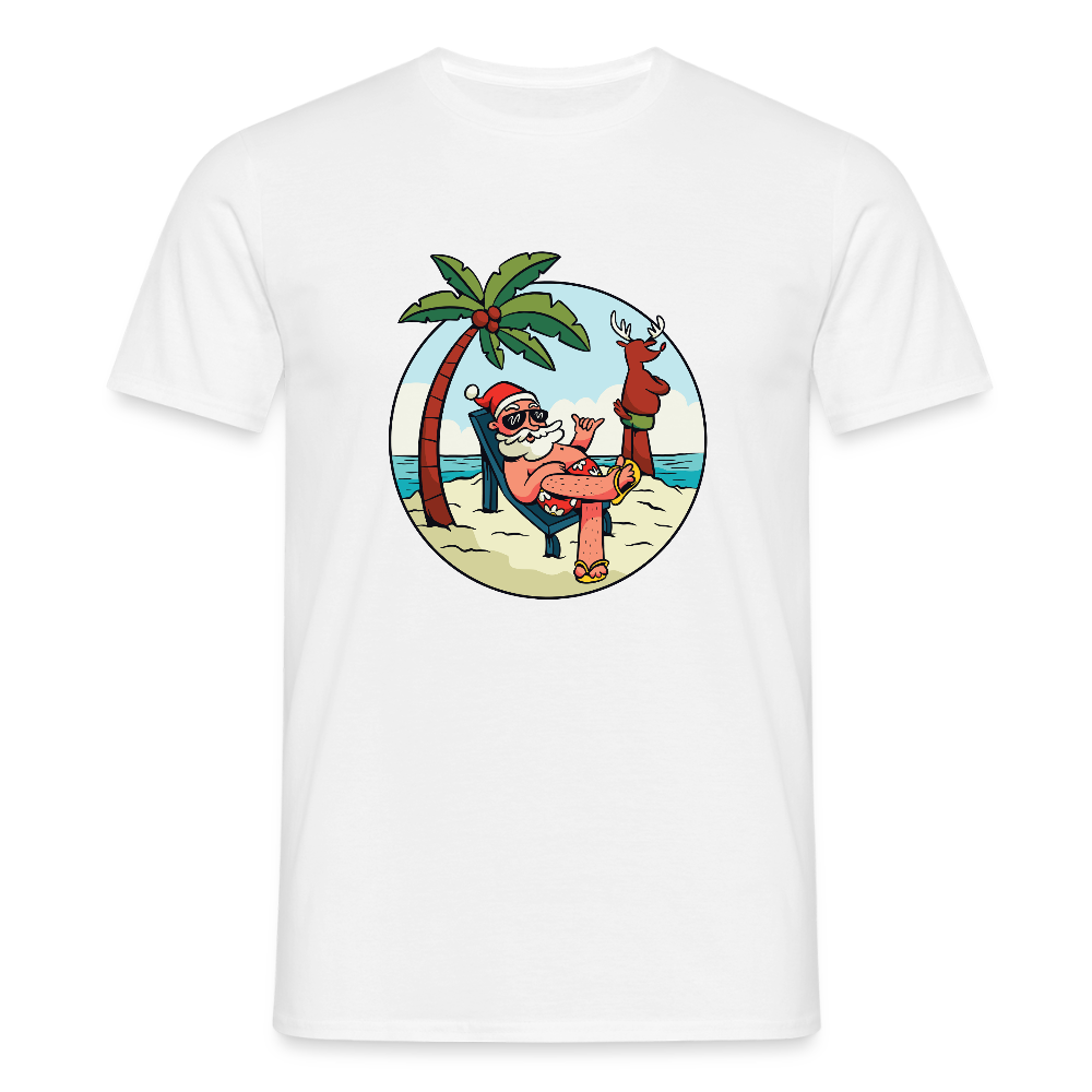 🎅 T-shirt Homme “Santa Chill” – Vacances, Soleil & Style | UNiKtee REF00042 - blanc