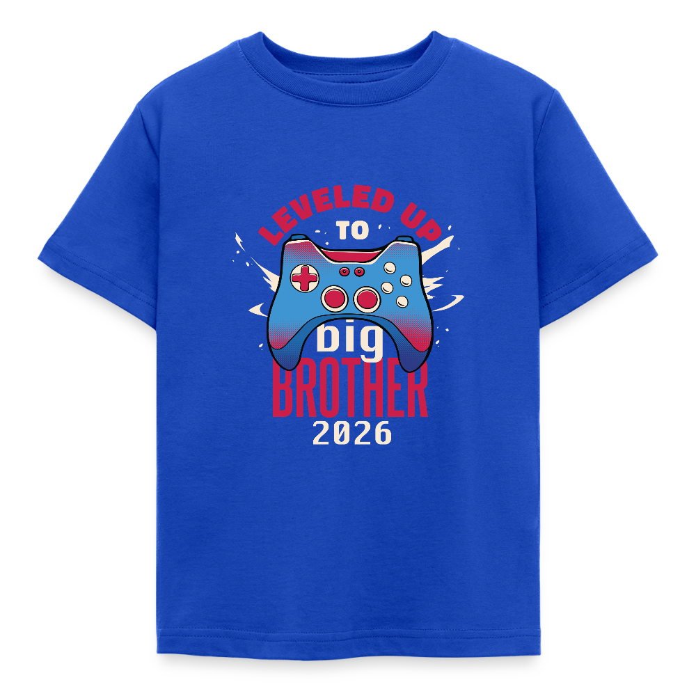 🎮 T-shirt Enfant “Leveled Up to Big Brother 2026” – Annonce Grand Frère | UNiKtee REF00051 - bleu royal