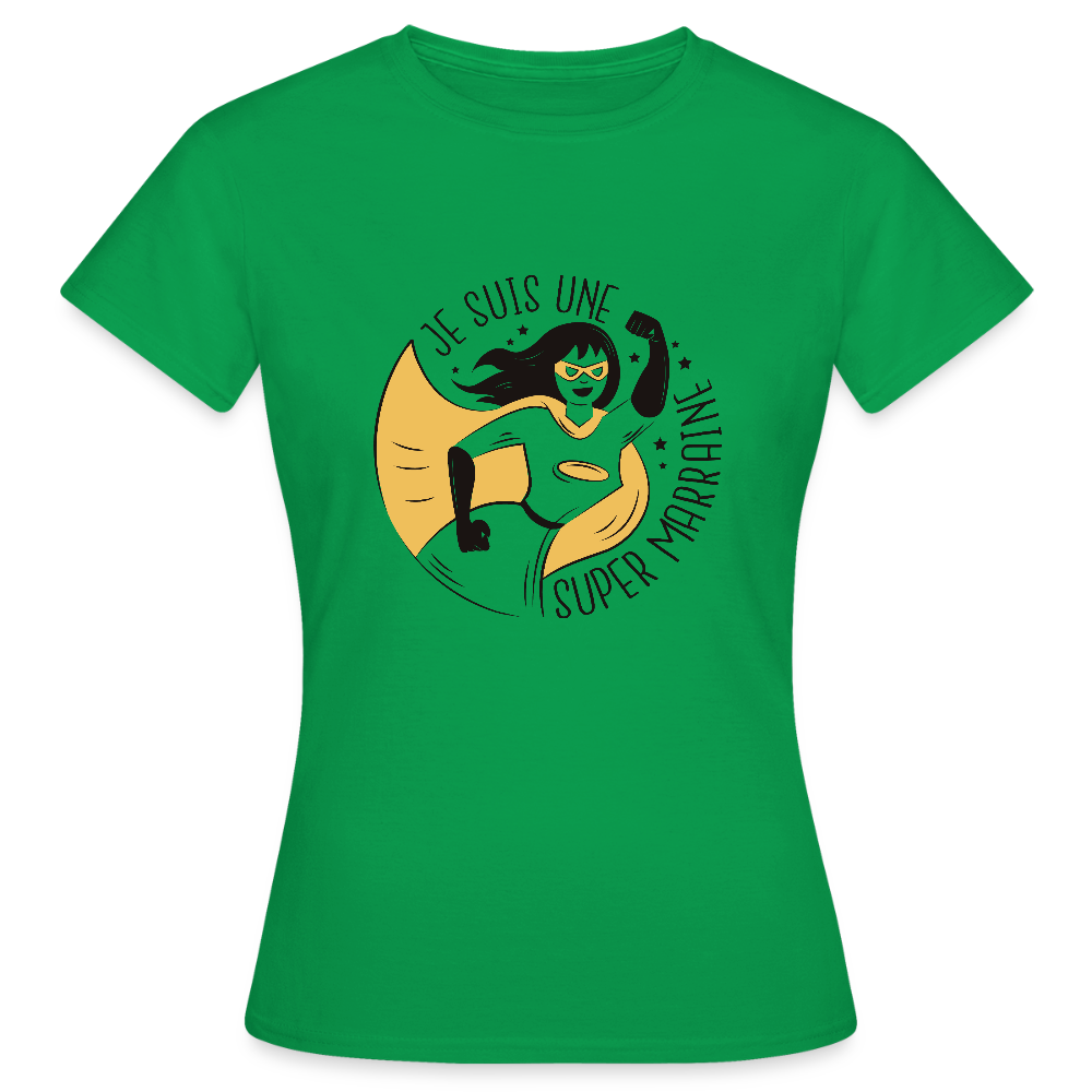 T-shirt Femme “Je suis une Super Marraine” – Cadeau Original & Héroïque | REF00058 - vert