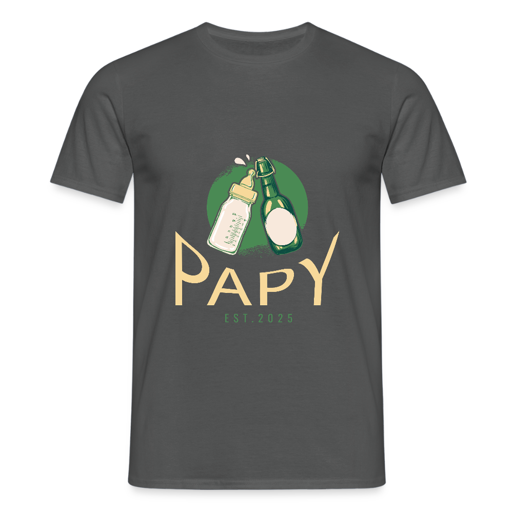 T-shirt Homme “Papy Est.2025” – Cadeau Original pour Nouveau Grand-Père | REF00059 - charbon