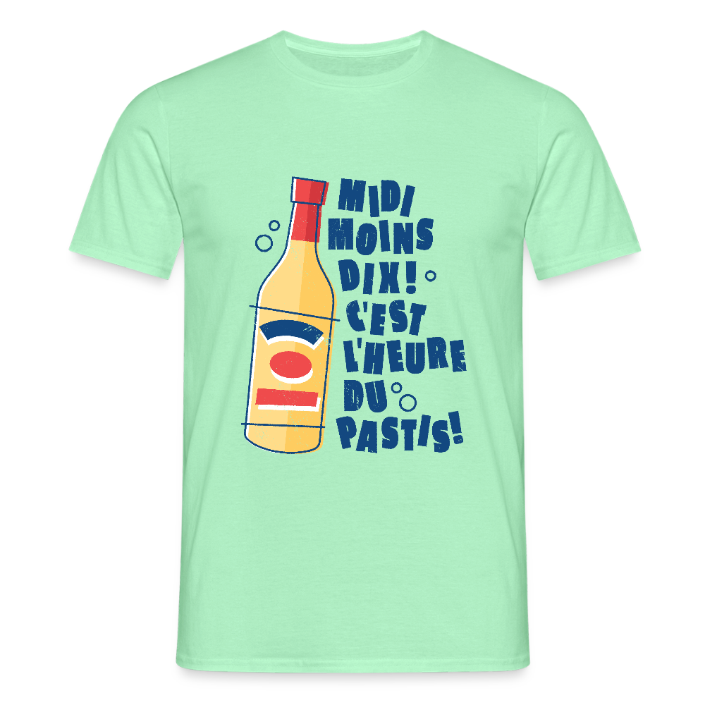 T-shirt Homme “C’est l’heure du Pastis” – Humour & Apéro du Sud | UNiKtee REF00039 - vert menthe