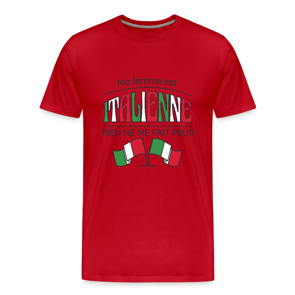 T-shirt Homme “Ma femme est italienne” – Humour & Fierté | UNiKtee REF00074 - rouge