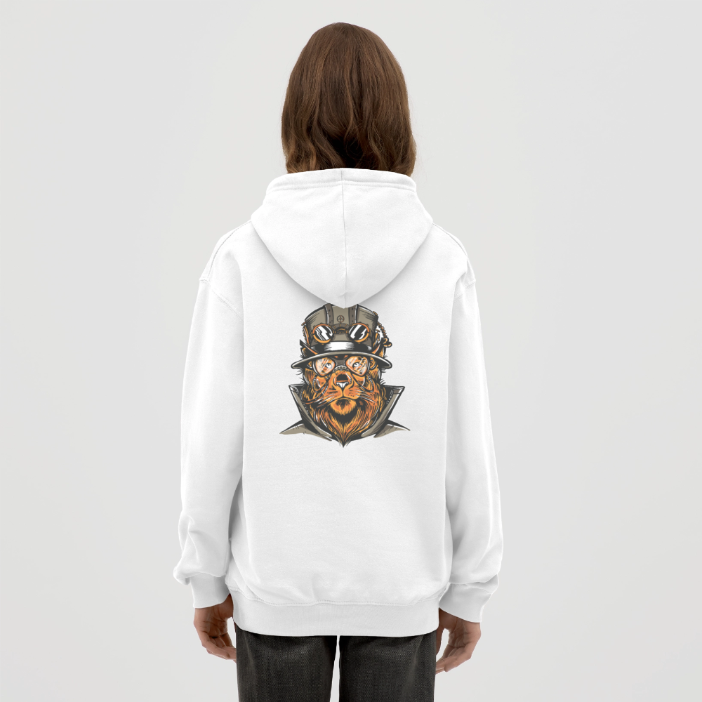 Sweat à Capuche Lion Steampunk - REF00003 - blanc