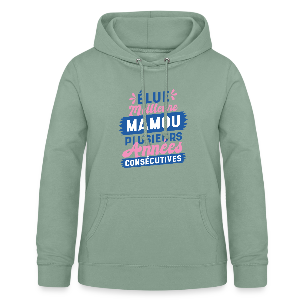 💕 Sweat à Capuche Femme “Élue Meilleure Mamou” – Douceur & Tendresse | UNiKtee REF00032 - vert-de-gris