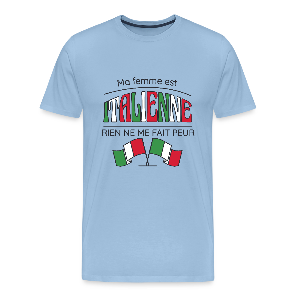 T-shirt Homme “Ma femme est italienne” – Humour & Fierté | UNiKtee REF00074 - ciel