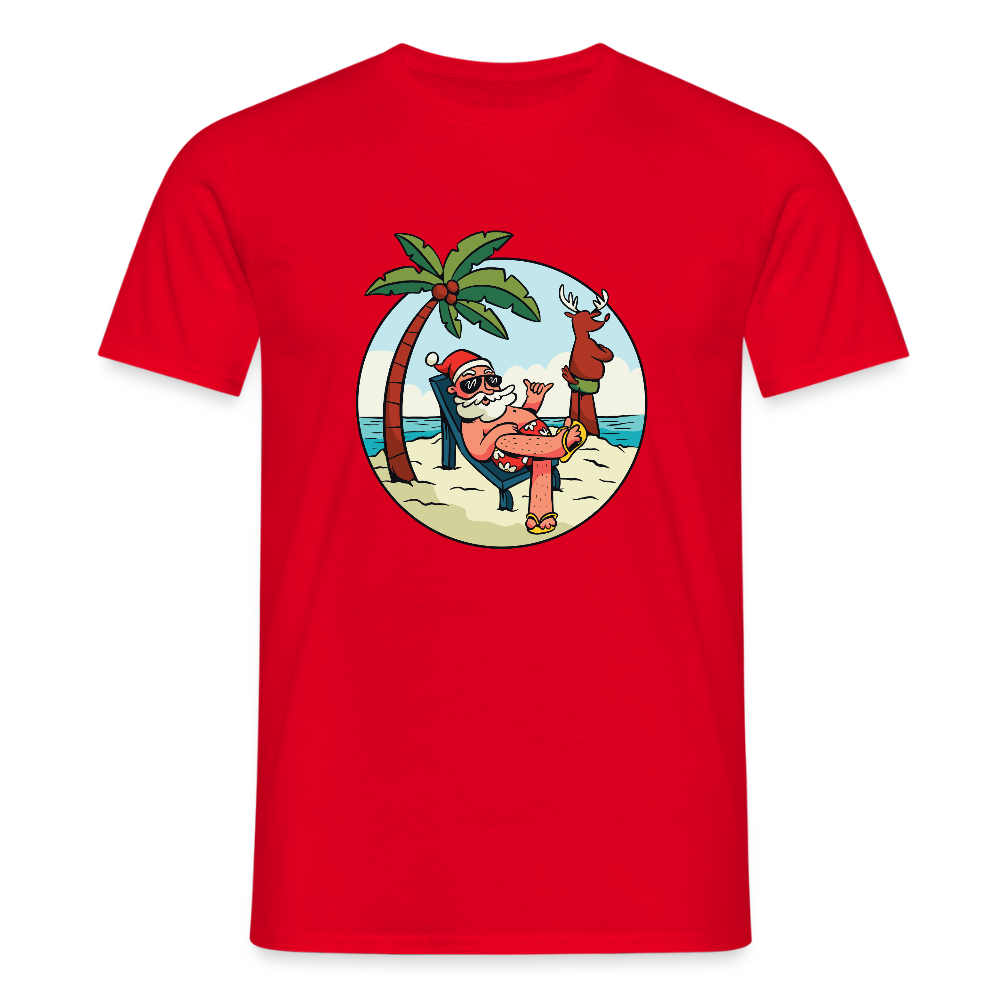 🎅 T-shirt Homme “Santa Chill” – Vacances, Soleil & Style | UNiKtee REF00042 - rouge