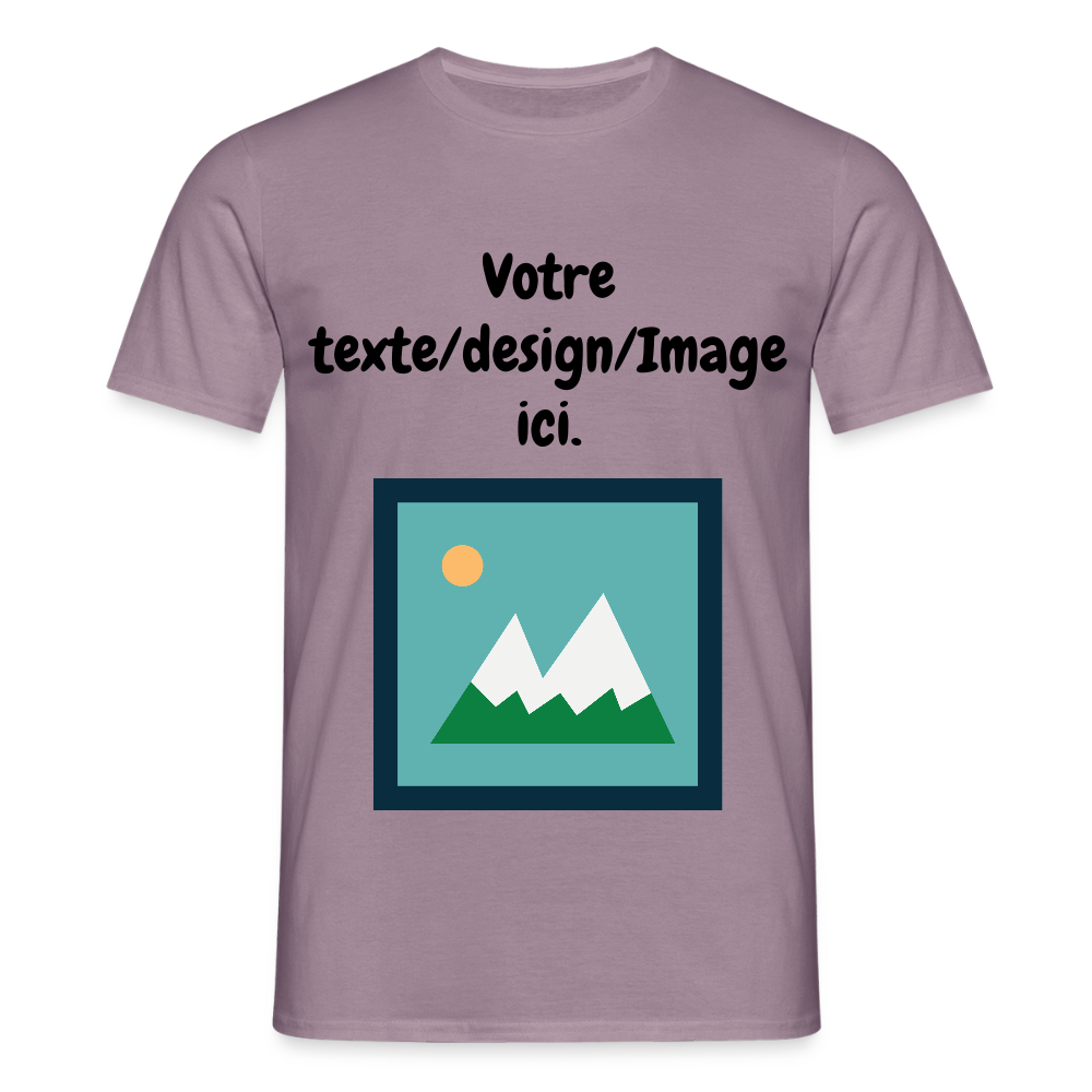 T-shirt Custom – Votre Texte, Votre Design ! - mauve gris 