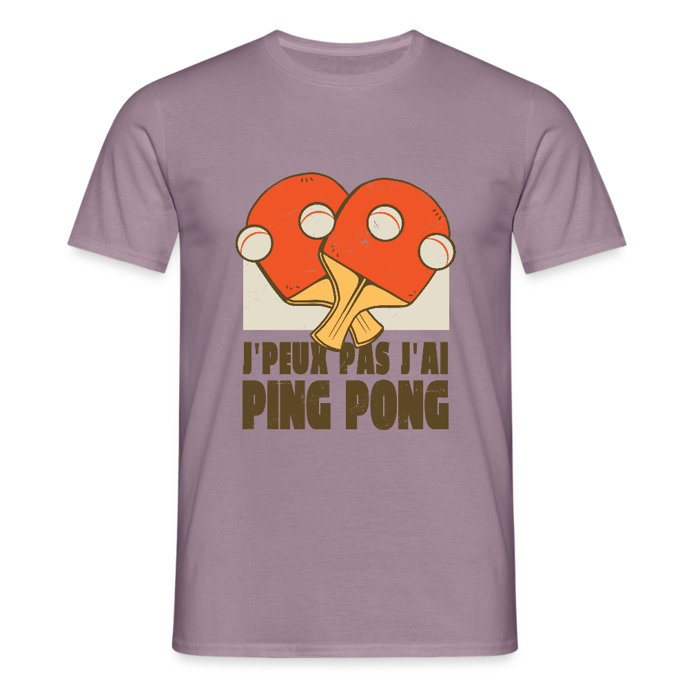 T-shirt Homme “J’peux pas, j’ai Ping Pong” – Humour & Style Sportif | UNiKtee REF00040 - mauve gris 