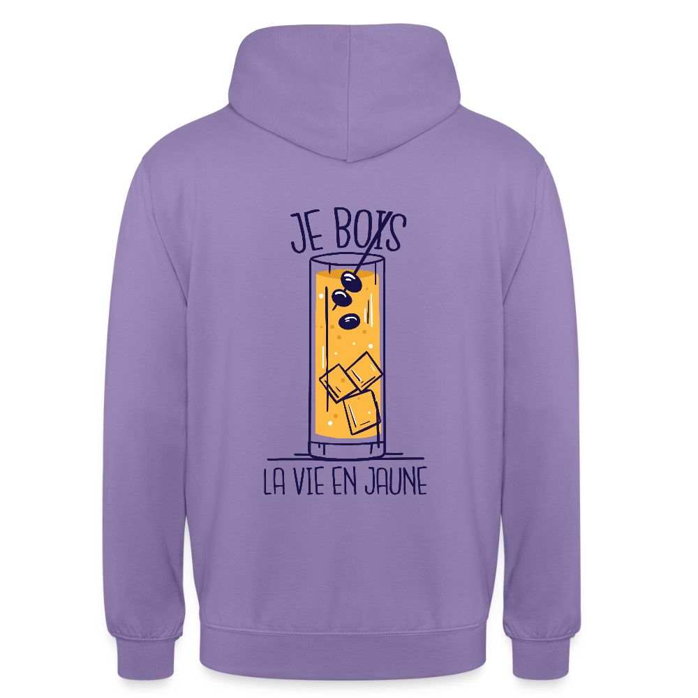 weat à Capuche “Je Bois la Vie en Jaune” – Style, Humour & Bonne Humeur | UNiKtee - REF00027 - lavande