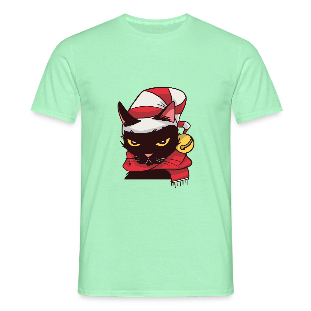 T-shirt Homme – Chat de Noël Grincheux - REF00005 - vert menthe